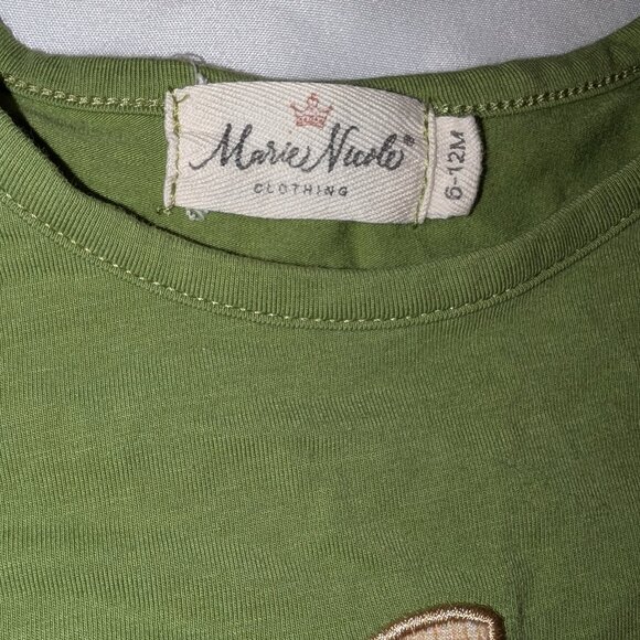 Marie Nicole Green Embroidered Floral Jack-o-Lantern Ruffle 6/12 mos - Picture 4 of 4